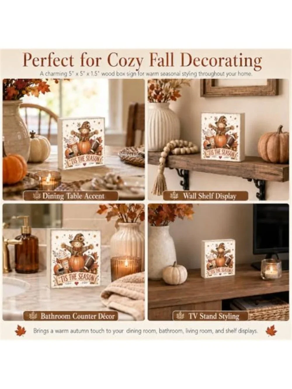 Fall Decorations for Home Football Pumpkin Wood Sign Fall Wall Shelf Decor